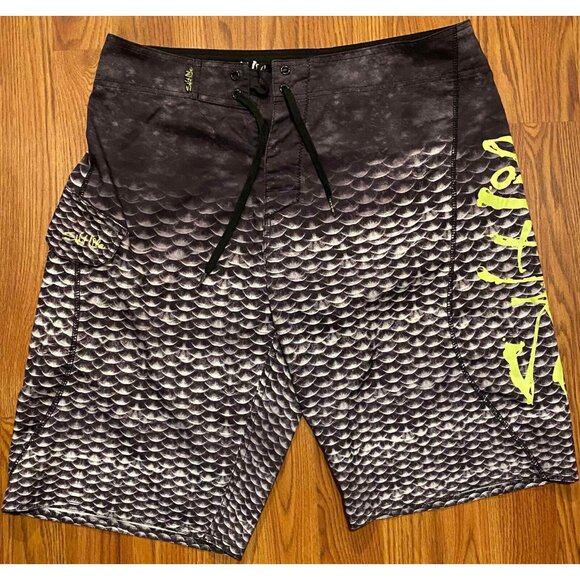 Salt Life SLX-QD Fish Scale AOP Board Shorts Mens 32 Beach Swim Trunks - Picture 1 of 6